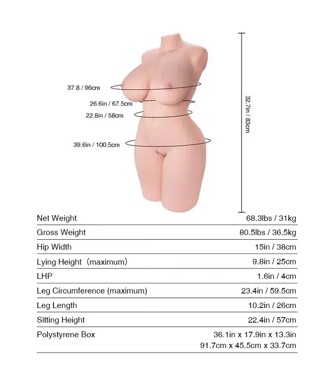 Tantaly Tantaly BBW Sekspop Met Tantabosom Technologie | Realistisch, Zacht, 31 kg