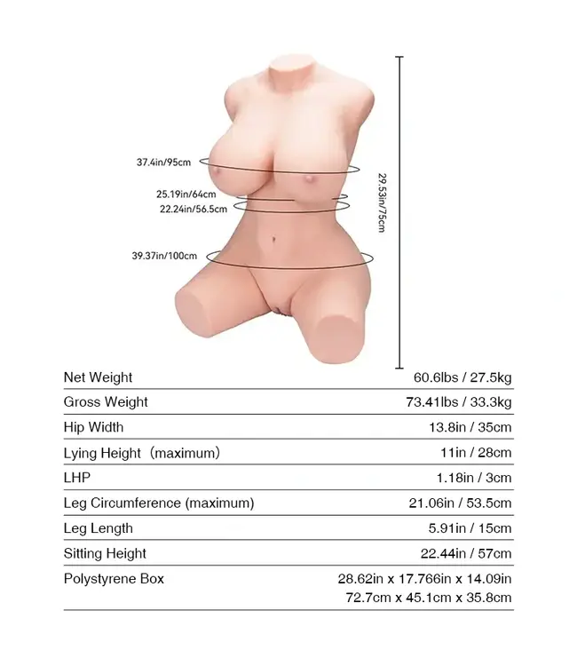 Tantaly Jennifer XXL BBW Sekspop Met Tantabosom-Technologie En Flexibel Skelet 27,5 Kg
