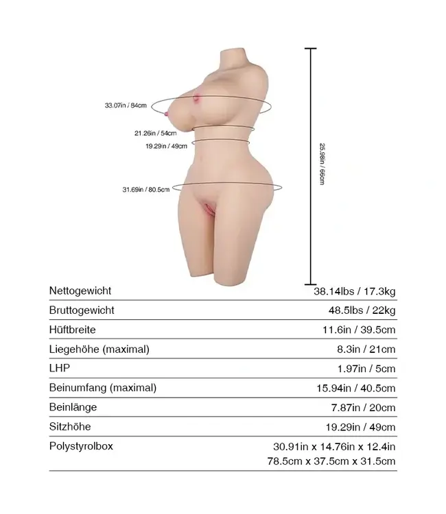 Tantaly Ginny 17,3 kg TPE Sexpuppe mit weichen Brüsten und abnehmbarer Vagina