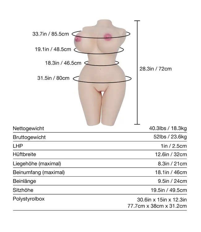 Tantaly Tantabosom Hentai Sekspop Torso Met Verstelbaar Candice Pro Skelet – 18,3 kg