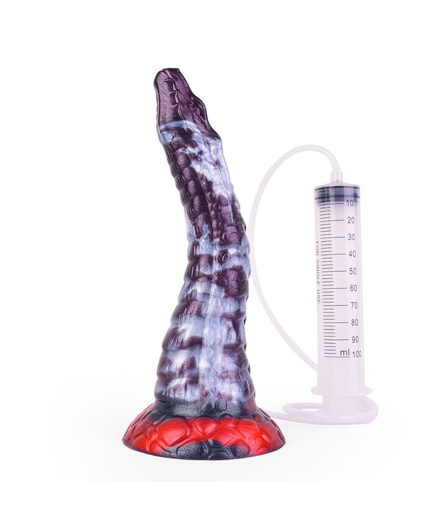 Kiotos Monstar Siliconen Serpent Dildo Met Spiraalvormige Schacht En Vloeistofkanaal 25 cm