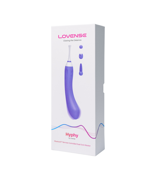 Lovense Hyphy Dual-Sided Purple Vibrator with Bluetooth Remote & Attachments