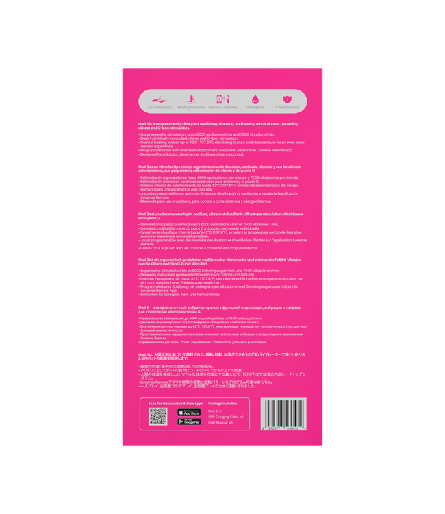 Lovense Pink Osci 3 Rabbit Vibrator - Bluetooth & Hands-Free Pleasure Massager