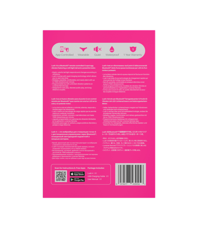 Lovense Lovense Lush 4 Roze App-Gestuurde G-Spot Eivibrator Met 7000 Trillingen/Min