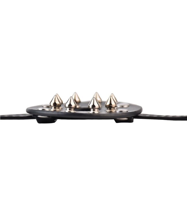 Kiotos Leather PU Lederen Open-Center Borstbinder Met Verstelbare Metalen Spikes