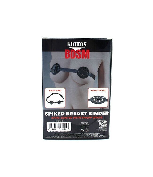 Kiotos Leather Spiked Chest Binder with Open Centre and Adjustable PU Leather Spikes