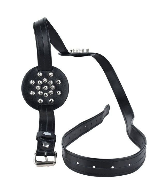 Kiotos Leather Spiked Verstelbare PU-Leren Borstband Met Afgeronde Metalen Noppen