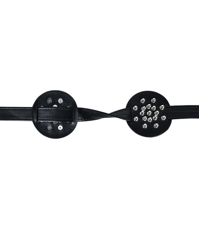 Kiotos Leather Spiked Verstelbare PU-Leren Borstband Met Afgeronde Metalen Noppen