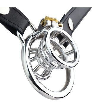 Kiotos Steel RVS Kuisheidsgordel Met Open Celstructuur En Verstelbare PU-Riem Met Slot
