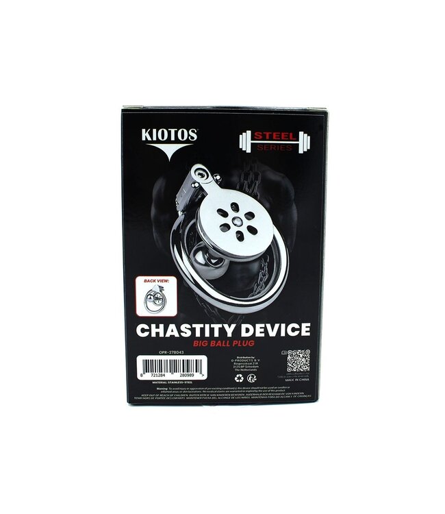 Kiotos Steel Chastity Device Roestvrij Stalen Balplug Groot Met 4,5 cm Ring