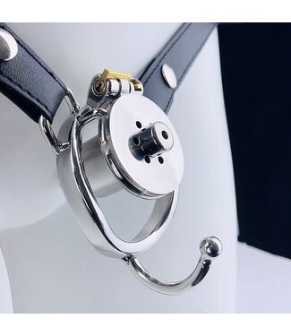 Kiotos Steel Chastity Device Metal Core Met PU Leren Band Voor Comfortabele Beperking