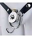 Kiotos Steel Chastity Device Metal Core Met PU Leren Band Voor Comfortabele Beperking