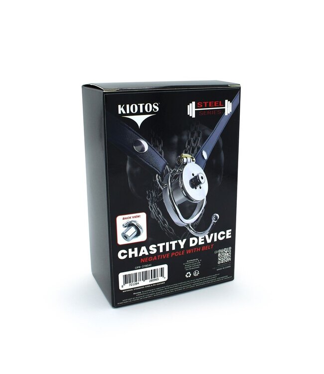 Kiotos Steel Chastity Device Metal Core Met PU Leren Band Voor Comfortabele Beperking