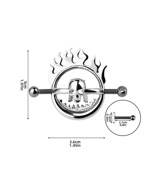 Kiotos Steel Verstelbare Roestvrij Stalen Nipple Clamps Met Schedel Design