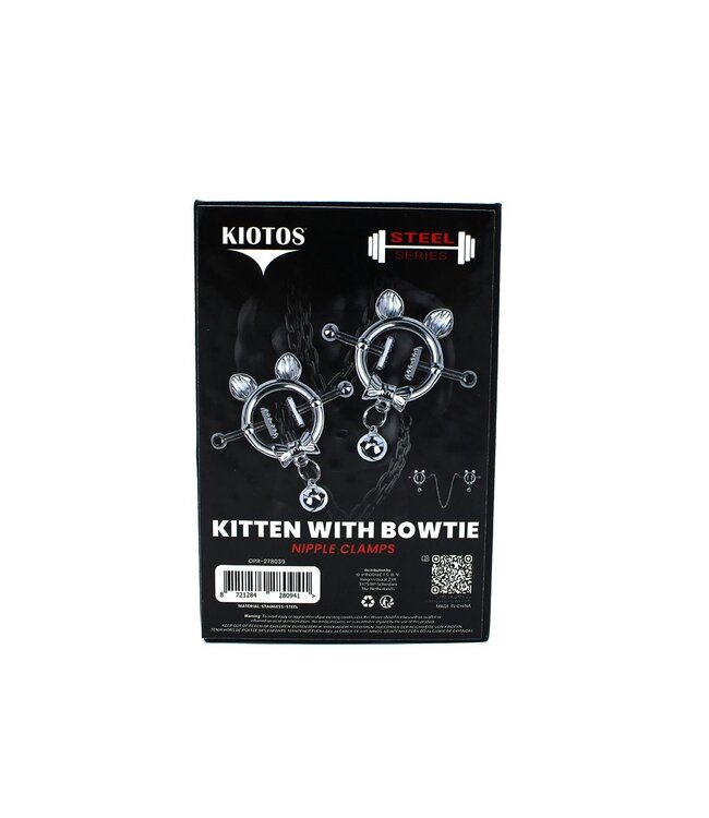 Kiotos Steel Playful Kitten Bow Tie Nipple Clamps - Adjustable & Cute Design