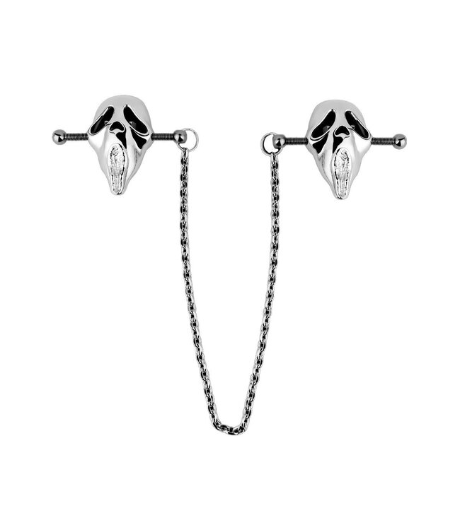 Kiotos Steel Ghostface Design Roestvrijstalen Tepelklemmen Met Verstelbare Grip En Ketting
