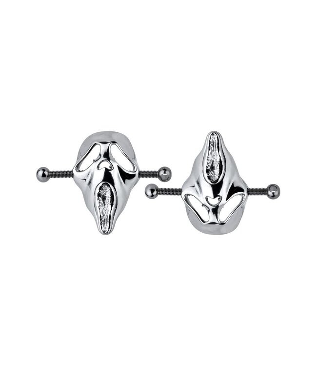 Kiotos Steel Ghostface Design Roestvrijstalen Tepelklemmen Met Verstelbare Grip En Ketting