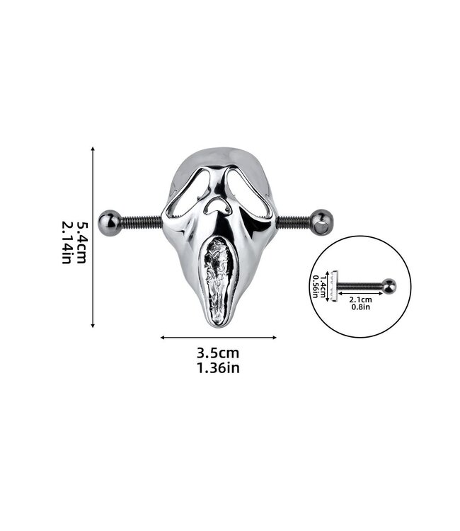Kiotos Steel Ghostface Nipple Clamps - Adjustable BDSM Stainless Steel Pleasure Gear