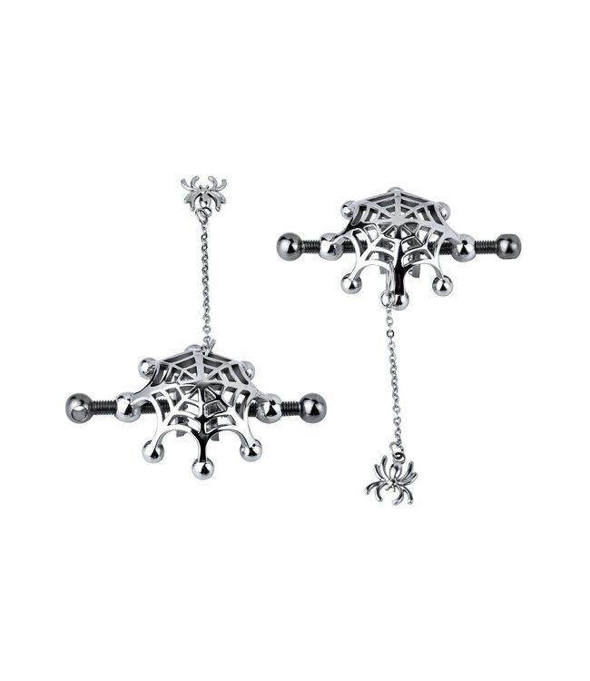Kiotos Steel Gothic Spinnennetz-Nippelklemmen mit Kettenverbindung – Intensiver Genuss