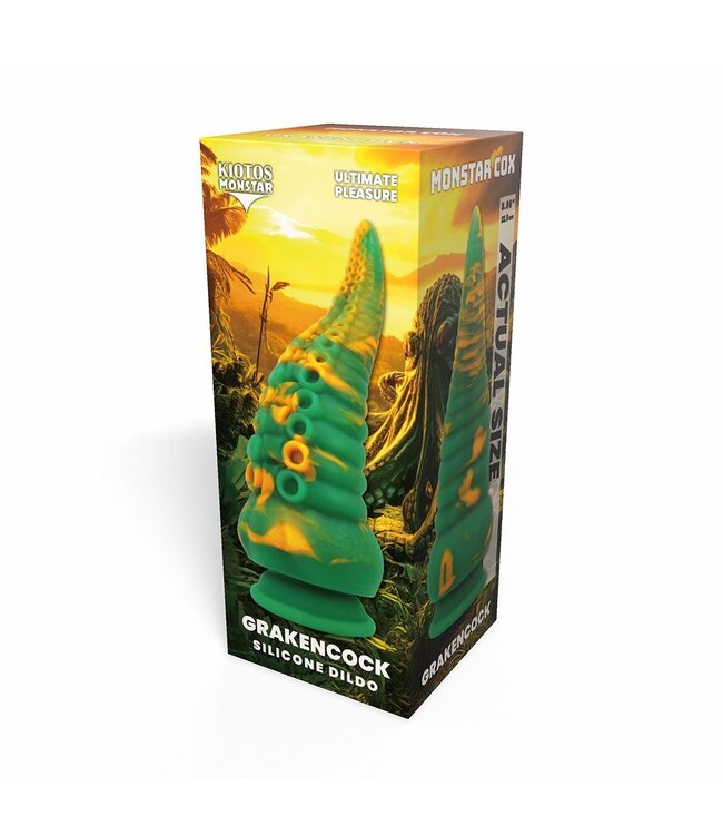 Kiotos Monstar GrakenCock Tentacle Dildo 22,5 cm – Premium Siliconen Groen/Geel
