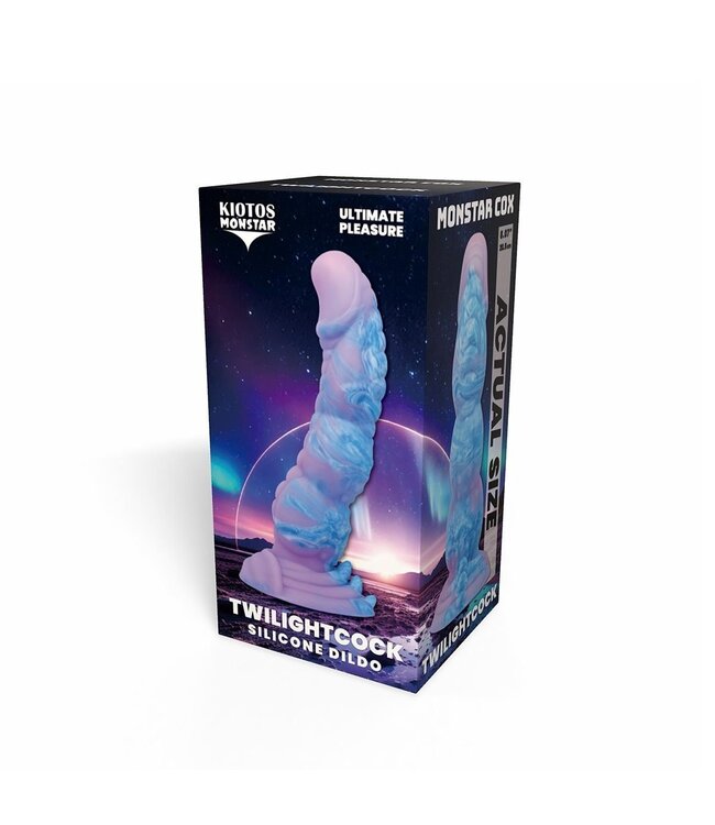 Kiotos Monstar Cosmic Twist Dildo 18 cm – Siliconen Dildo Paars-Blauw Met Gedraaide Textuur