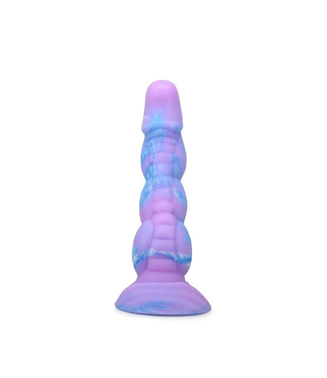 Kiotos Monstar Cosmic Twist Dildo 18 cm – Siliconen Dildo Paars-Blauw Met Gedraaide Textuur