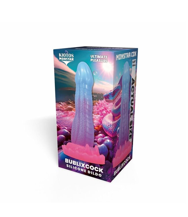 Kiotos Monstar Monstar Cox BublixCock 18 cm – Außerirdischer Dildo in Rosa/Blau