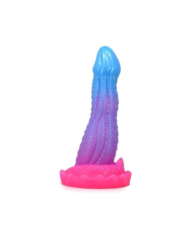 Kiotos Monstar BublixCock Siliconen Dildo 18 cm Roze-Blauwe Schubtextuur Met Brede Basis