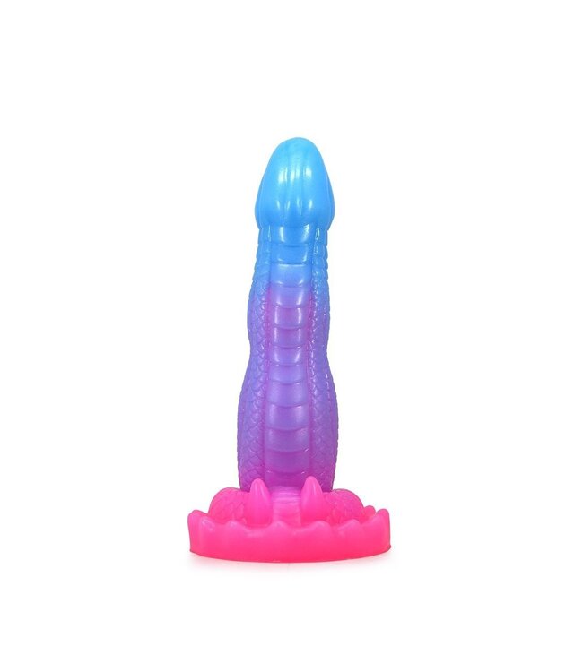 Kiotos Monstar BublixCock Siliconen Dildo 18 cm Roze-Blauwe Schubtextuur Met Brede Basis