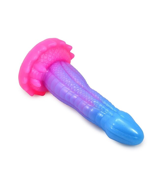 Kiotos Monstar BublixCock Siliconen Dildo 18 cm Roze-Blauwe Schubtextuur Met Brede Basis
