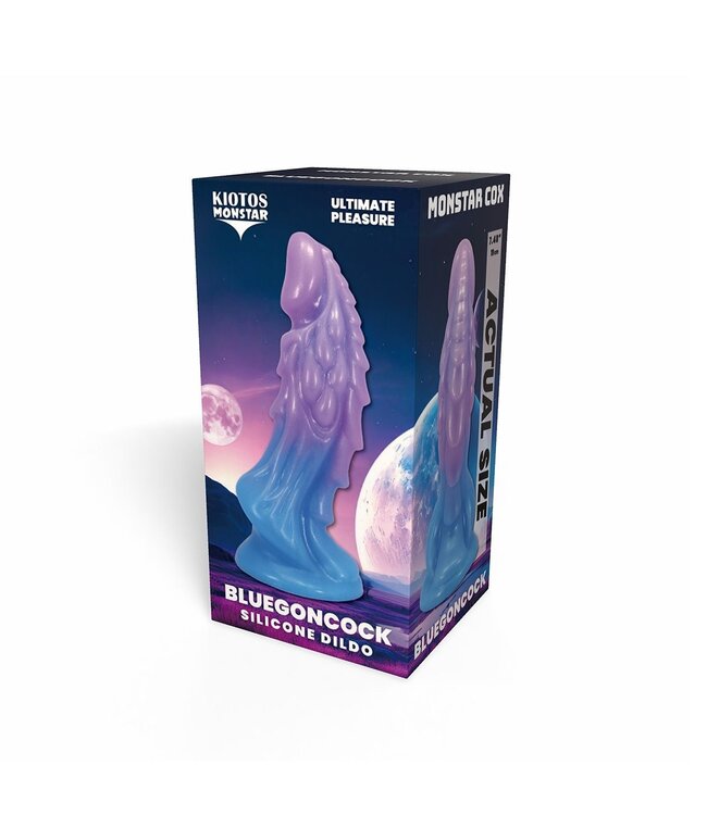 Kiotos Monstar BluegonCock Dildo 19 cm Met Gestructureerd Siliconen Oppervlak Blauw-Paars