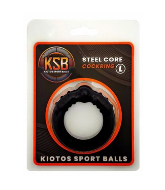Kiotos Sport Balls Flexibele Siliconen Cockring Met Stalen Bal Voor Extra Gewicht Maatstoot L
