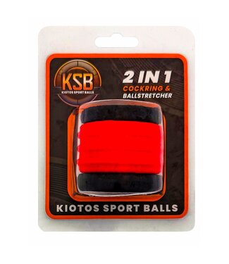 Kiotos Sport Balls Silicone 2-in-1 Cock Ring en Ballstretcher Set Rood/Zwart, 2-delig