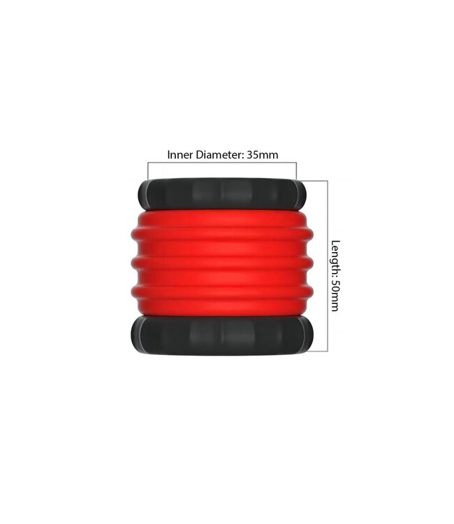 Kiotos Sport Balls Silikon 2-in-1 Cockring und Ballstretcher in Rot/Schwarz – Kontrolle pur!