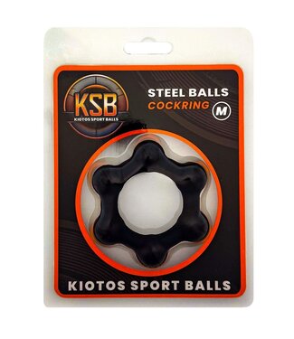 Kiotos Sport Balls Siliconen Verzwaarde Cockring Met 6 Stalen Ballen Voor Verhoogde Erecties M