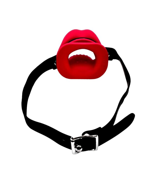Vibrerende Bondage Gag Met Siliconen Lippen, Getextureerde Tong En Verstelbare Band