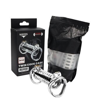 Kiotos Steel Twin Cock Cage - Premium High-Gloss Stainless Steel Chastity Device