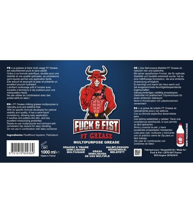 Fuck & Fist FF Grease Paraffine Melkvet 1000 ml – Waterafstotend Glijmiddel Zonder Latex