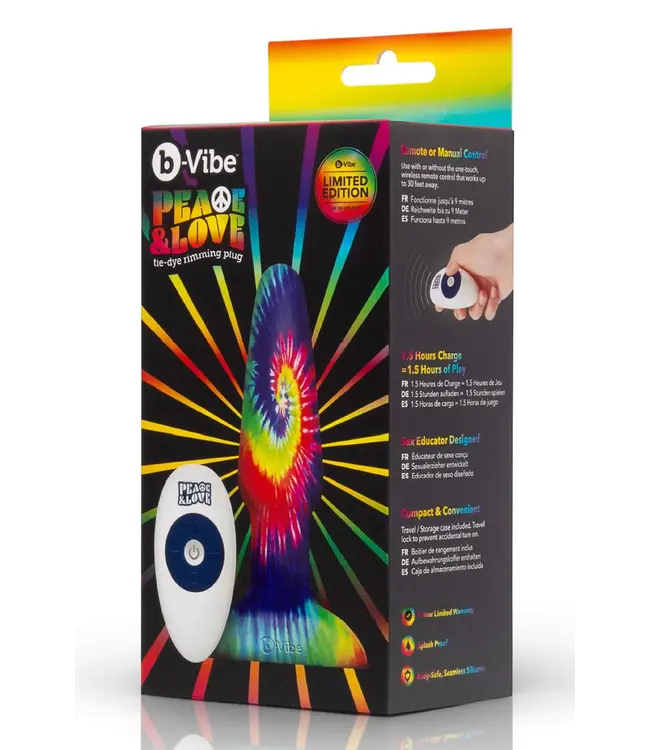 B-Vibe Peace & Love Tie Dye Rimming Plug 15 cm | Farbenfrohes Vergnügen