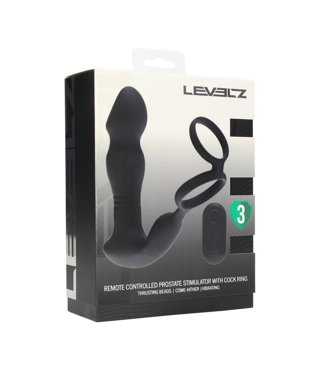 Levelz Triple-Motor Prostate Stimulator with Remote & Dual Cock Ring