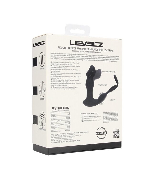 Levelz Triple Motor Siliconen Prostaatstimulator Met Dubbele Cockring En Afstandsbediening