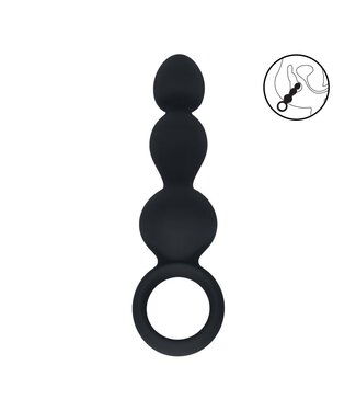 Levelz Beaded Silicone Anal Probe with Loop - 15.3 cm for Beginner Stimulation