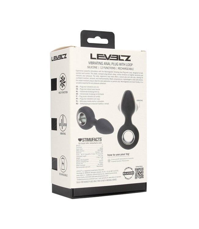 Levelz Oplaadbare Siliconen Anal Plug Met Ergonomische Lus En Diepe Vibraties 13 cm