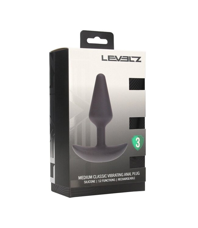Levelz Classic Medium Vibrating Silicone Anal Plug - 12.3 cm, Black