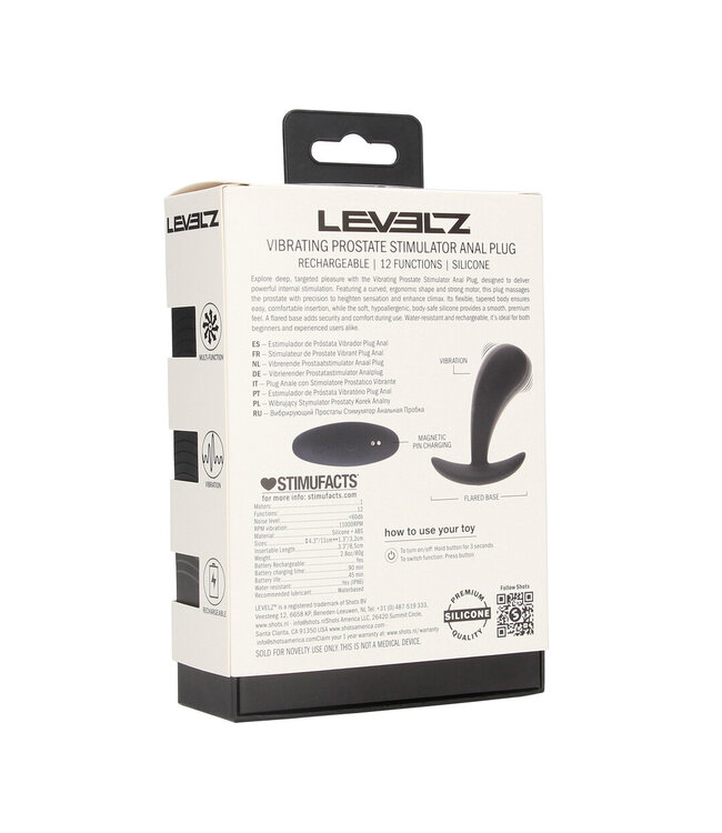 Levelz Levelz Oplaadbare Siliconen Anal Plug Voor Prostaat Stimulatie 3,2 cm