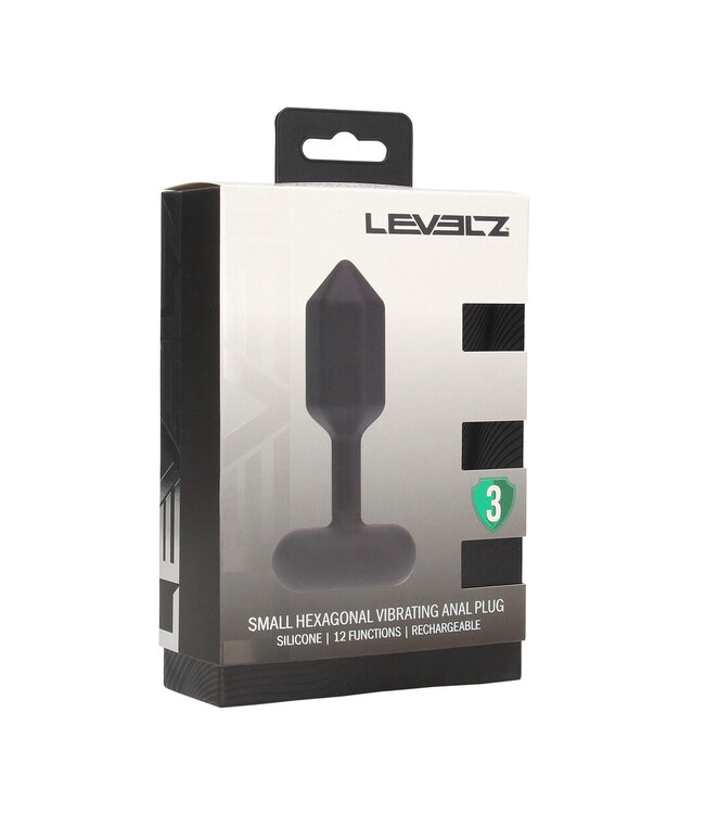 Levelz Levelz Hexagonale Vibrerende Silicone Anale Plug Maat S Zwart 11,7 cm
