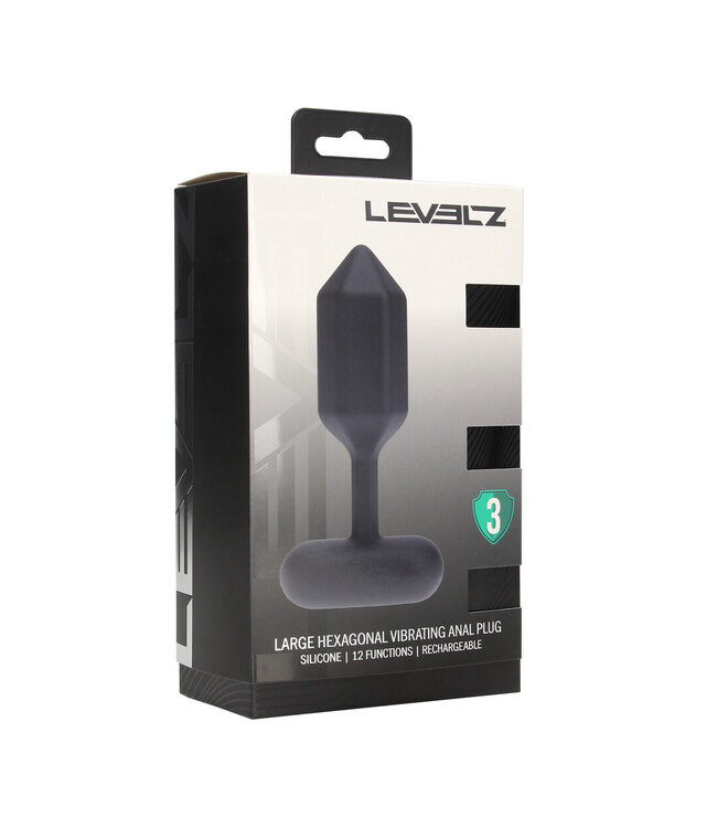 Levelz Hexagonale Large Siliconen Anale Plug Met Vibratie En Ribbelpatroon