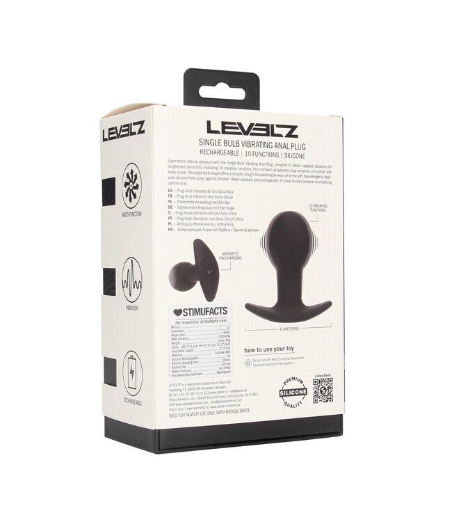 Levelz Einzelner vibrierender Analplug mit Glühbirne – 10Vibrationen aus Silikon