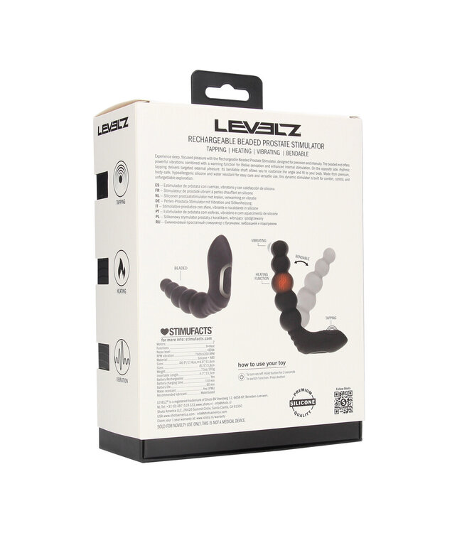 Levelz Vibrating Rechargeable Beaded Silicone Prostate Stimulator - Black