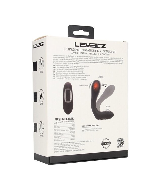 Levelz Beheizbarer, flexibler Prostatastimulator mit tiefen Vibrationen – Schwarz